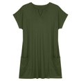 thumbnail image 6 of VBVC Women's Notched V Neck Tunic Top, Short Sleeve Summer Shirt For Women, Ladies' Loose Casual Blouse with Pockets, Army Green , S-5XL, 6 of 6