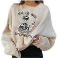 thumbnail image 1 of Chandails en Molleton d'Halloween pour Femmes Imprimé Squelette de Citrouille Surdimensionné Automne Chaud Doux Manches Longues Col Rond Pull Tops, 1 of 7