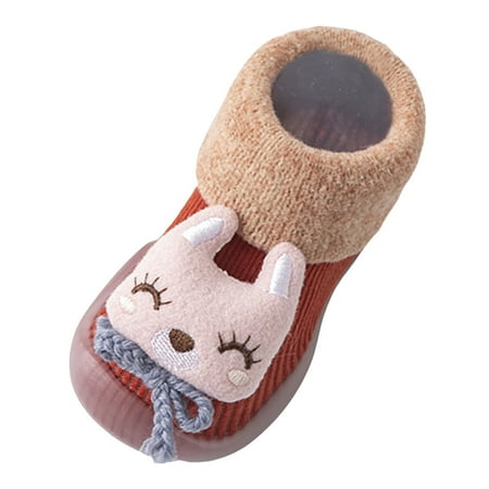 Quealent Baby Booties Cozy Warm Winter Boots Toddler Non-Slip First Walking Shoes (Red 8.5)