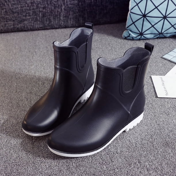 Botas de lluvia elegantes de moda de media caña, botas de lluvia cálidas de algodón para mujer, botas de lluvia para mujer, zapatos para agua, cubrezapatos
