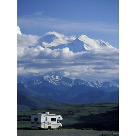 Mt. McKinley and RV, Denali National Park, Alaska, USA Print Wall Art By Hugh