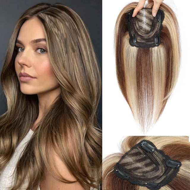 Hair Toppers HVVZOY, 360°, 3D, cabello humano real para mujer, 30 cm