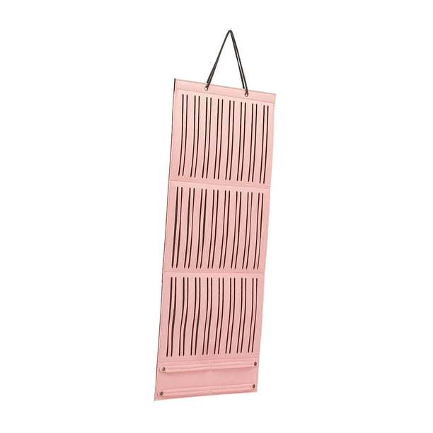 Organizador de lazos para el cabello, organizador de accesorios para el cabello, soporte de exhibición para colgar en la pared rosa largo