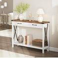 thumbnail image 5 of 43" Farmhouse Entryway Table, Rustic 2-Tier Wood Console Table with Shelf, Sofa Table for Living Room, Hallway, or Foyer, White, 5 of 8