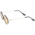 thumbnail image 3 of Geometric Hexagon Sunglasses Ultra Slim Arms Color Tinted Lens 50mm (Black Gold / Orange), 3 of 4
