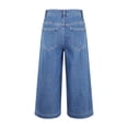 thumbnail image 4 of MLQIDK Pedal Pushers for Women Dressy Casual Lounge Pants Knee Length Elastic Waist Lightweight Capris Trendy Summer Denim Capri Jeans with Pockets Blue M, 4 of 5