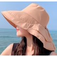thumbnail image 2 of LinYooLi Chapeau de Protection Solaire Extérieur pour Femmes, Pliable, Large Bord, Queue de Cheval, Seau pour Cyclisme, Randonnée, 2 of 5