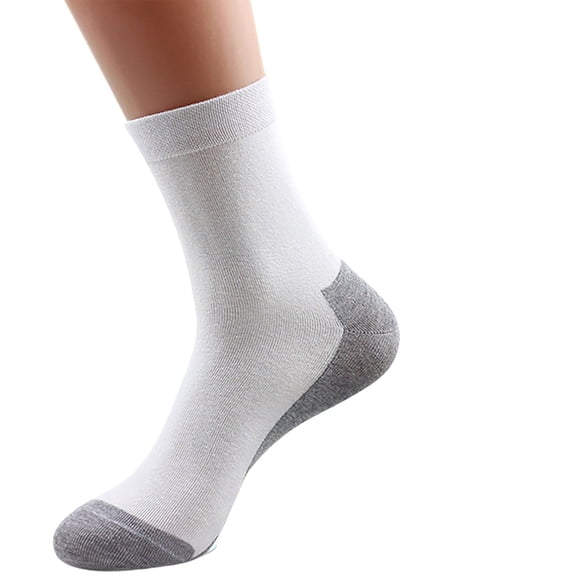 Ljudmp Men's Crew Socks Anti-Odor Cotton Mid-Calf Socks Reinforced Cushioned Athletic Socks for Sports Work Casual Daily Wear White