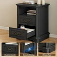 thumbnail image 6 of FANRAL Farmhouse Nightstand with Charging Station,2 Drawer Wood End Table,Small Side Bedside Table for Bedroom,Black Nightstand, 6 of 7