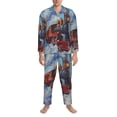 thumbnail image 3 of Balery Cartoon Train Hot Air Balloon Pijama para Hombre de Dos Piezas con Manga Larga, Conjunto de Dormir y Descanso Suave con Bolsillos-Large, 3 of 7