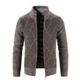 thumbnail image 3 of Mens Jackets Slim Fit Mens Outwear Coat Men'S Wool Blend Coat Winter Sweater Long Sleeve Plus Velvet Turtleneck Thick Diamond Block Check Sweater Fashion Cardigan Streetwear Jacket, 3 of 5