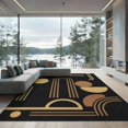 thumbnail image 2 of ODIKA 6'x9' Washable Area Rug Non-Slip, Chair-Friendly, Black Gold Geometric Design Accent Elegant Abstract Art Inspired Symmetry for Dining Room, Under Table, Office Décor, 2 of 7