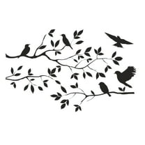 TERGAYEE Birds Trees Wall Sticker,DIY Removable Wall Art Decal Mural Peel and Stick Wallpaper for Bedroom,Farmhouse,Living Room and Decor Black