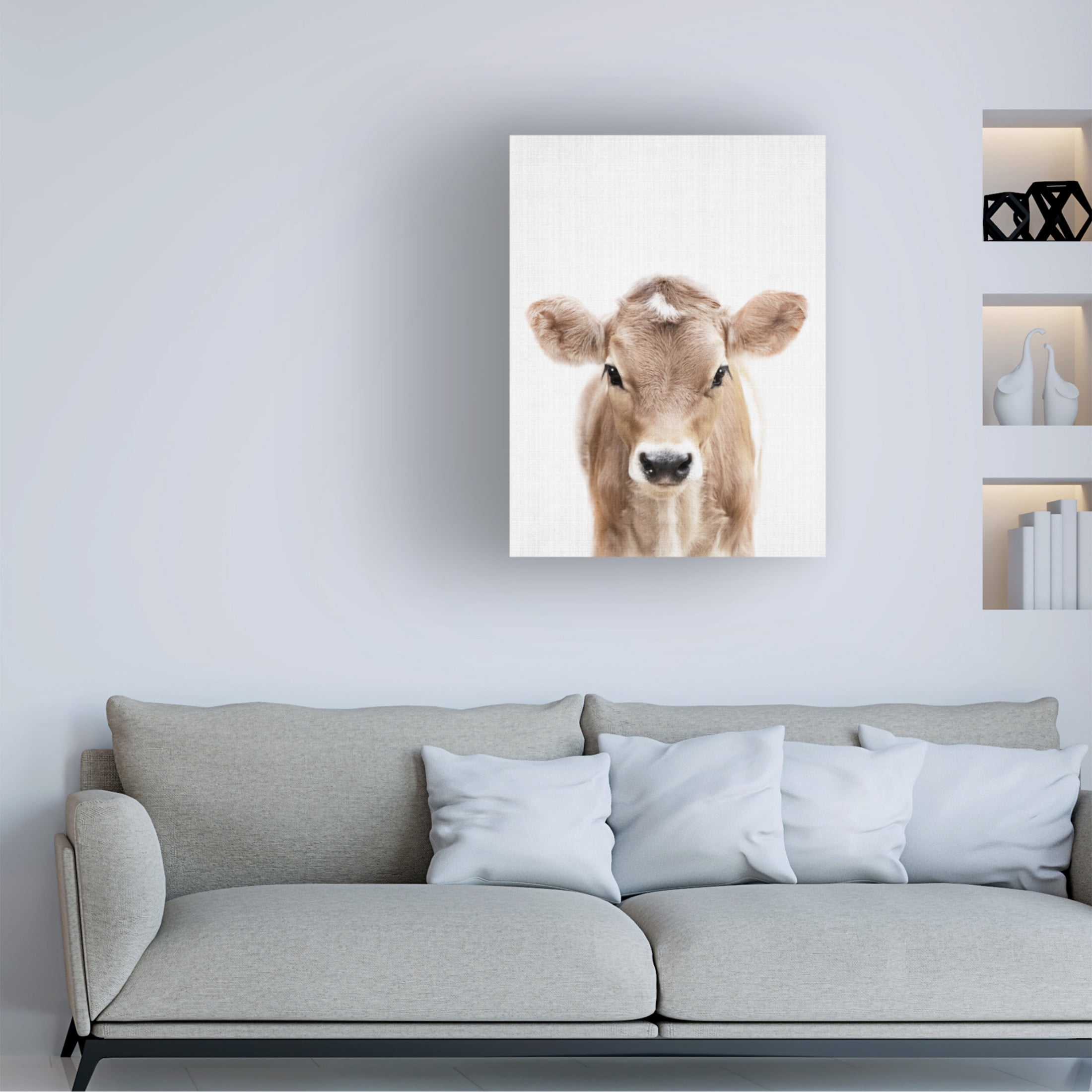 Trademark Fine Art Lola Peacock Peekaboo Baby Cow Canvas Wall Art