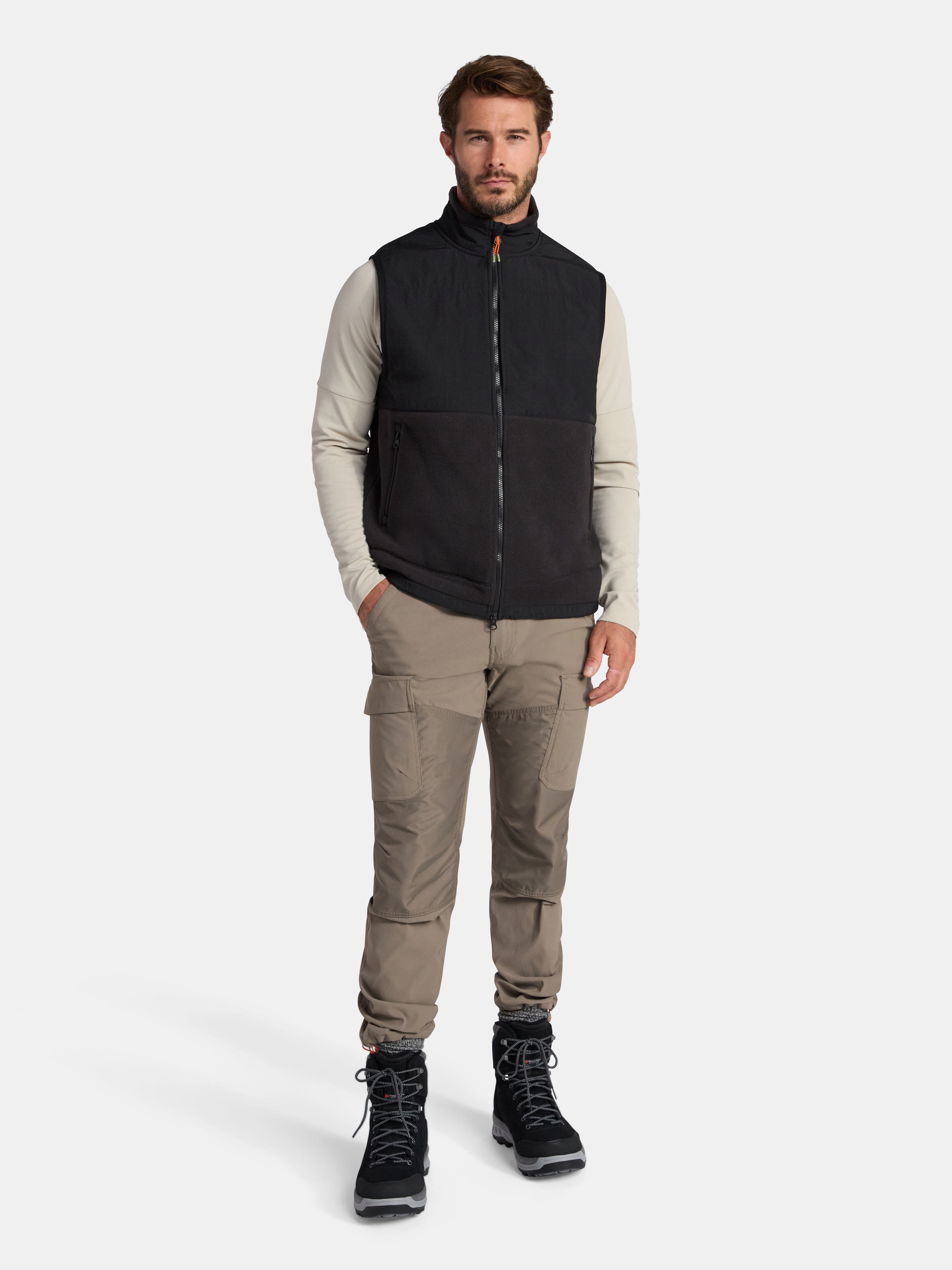 Ozark Trail Men's and Big Men's Mix Media Fleece Vest, Sizes S-3XL