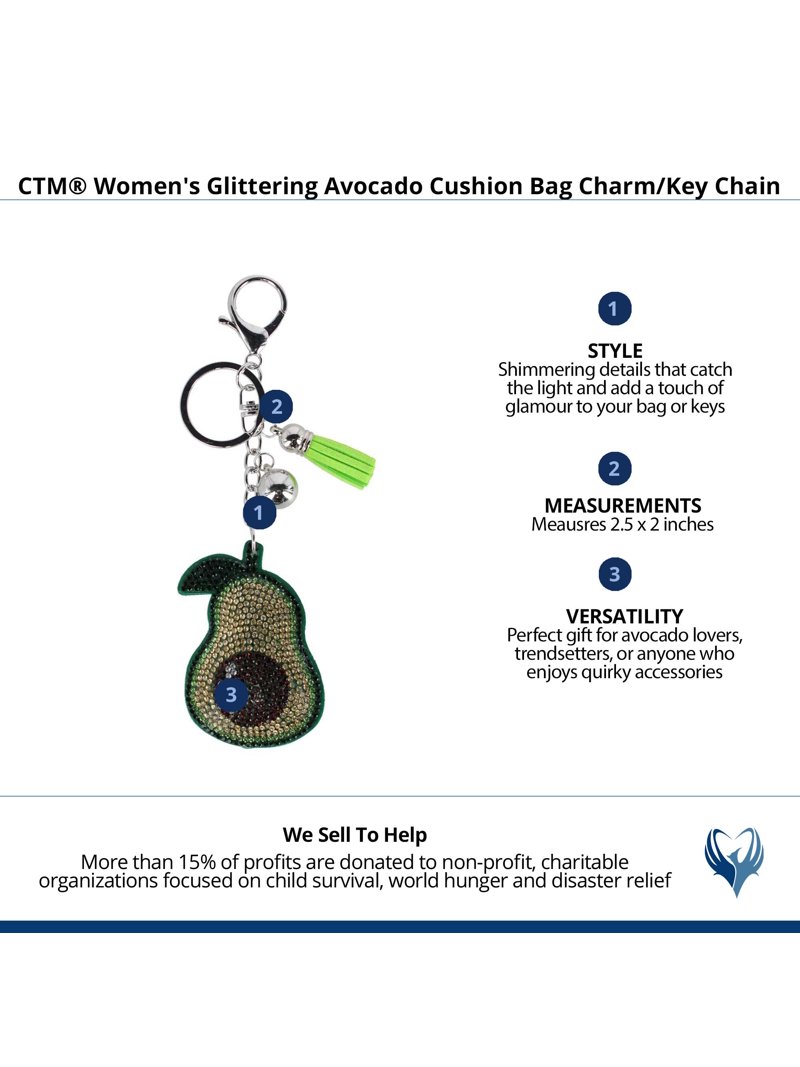 CTM Glittering Avocado Cushion Bag Charm/Key Chain (Women