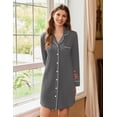thumbnail image 3 of Ekouaer Womens Long Sleeve Nightgown Button Front Sleepshirt Boyfriend Pajama Dress, 3 of 7
