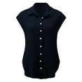 thumbnail image 5 of Dazajoo Womens Plus Size Sleeveless Button Down Shirt Lapel Neck Cotton Linen Blouses 2024 Summer Casual Solid Color Basic Tank Tops for Women,Navy,XXXXL, 5 of 6