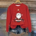 thumbnail image 2 of Riecok Christmas Sweatshirts for Women Long Sleeves Crewneck Winter Christmas Funny Graphic Oversized Soft Fashion Holiday Sweatshirts Pullover Blouse Tops Red L, 2 of 4