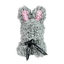 DefiDgd Faux Rose Flower Bear with Bows,Gift for Her, Valentine's Mother's Day Christmas Birthda Holiday Party Anniversary DEcoration(E)