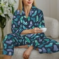 thumbnail image 6 of Rateoe Green Christmas Print Socks Pattern Womens Pajamas Set Long Sleeve Sleepwear Button Down Nightwear Soft Cotton Pj Lounge Sets-Medium, 6 of 7