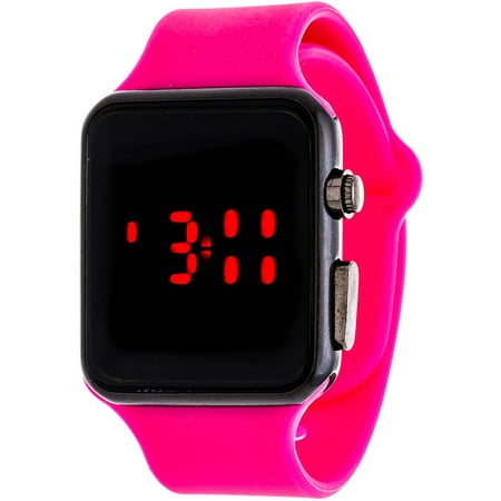 Women's LED Digital Watch, Pink Rubber Strap (Best Rubber Strap Watches 2019)
