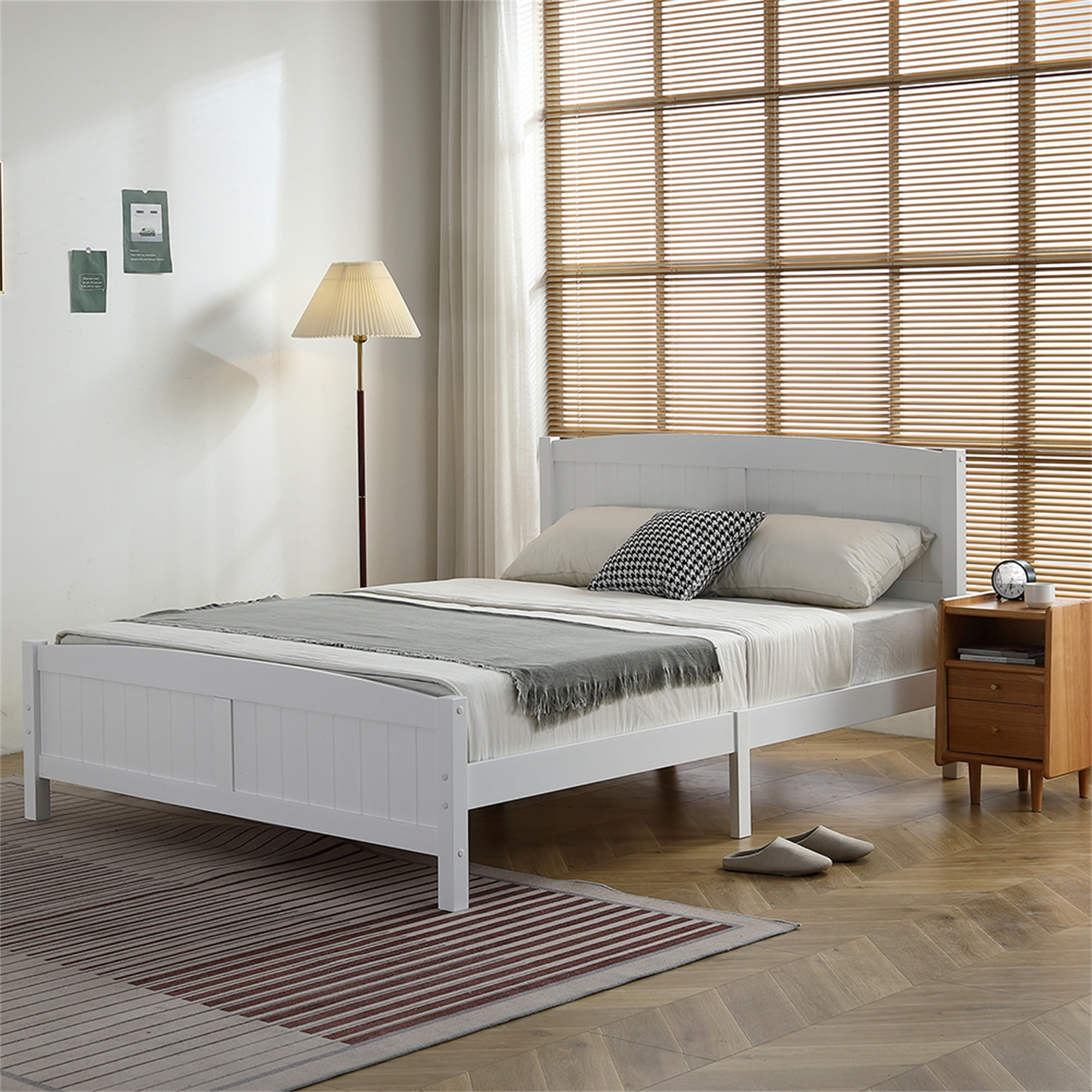 Kadyn Queen Vertical Bed, Queen Bed Frame, Queen Platform Bed Frame, Solid Wood Headboard, Slat Support, White Kadyn Queen Vertical Bed, Queen Bed Frame, Queen Platform Bed Frame, Solid Wood Headboard, Slat Support, White