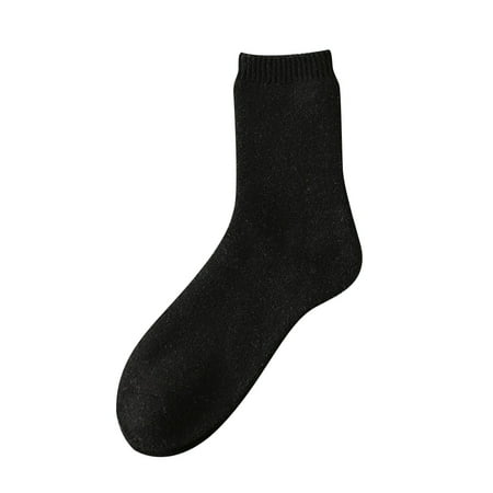 

Ocuuer Men Fleece Socks Solid Color Office Thicked Mid-calf Socks (5pair Black)