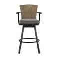 thumbnail image 2 of Hazel Outdoor Swivel Counter Stool in Aluminum with Teak Wood & Charcoal Cushion, 2 of 8