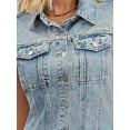 thumbnail image 5 of DARING DIVA Women's Sleeveless Collared Button Down Short Jean Dress S Light Blue, 5 of 7