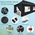 thumbnail image 4 of Hoteel 10x30 Pop up Canopy Tent with 8 Removable Sidewalls, Outdoor Canopy Waterproof Commercial Tents for Parties Wedding Patio Ez Outdoor Instant Gazebo with Roller Bag & Sandbags, Black, 4 of 11