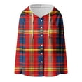 thumbnail image 5 of Fashion Flannel Plaid Jackets for Womens Oversize Plaid Printe Long-sleeved Long-sleeved Hooded Casual Coat, 5 of 6