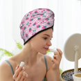 thumbnail image 3 of Yiaed Cherry Strawberry Print Hair Cap with Button,Coral Fleece Hair Towel Wrap for Women Wet Hair,Quick Dry Turban for Wet Hair Long Thick Hair, 3 of 5