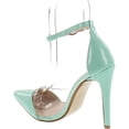 thumbnail image 3 of Liliana Women's Olga 1a Pointed Toe Lucite Panel Ankle Strap Heels, Mint, 7, 3 of 4
