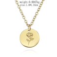 thumbnail image 2 of Round Coin Necklace, Titanium Steel Carved Flowers, Small Pendant Gifts, 2 of 4