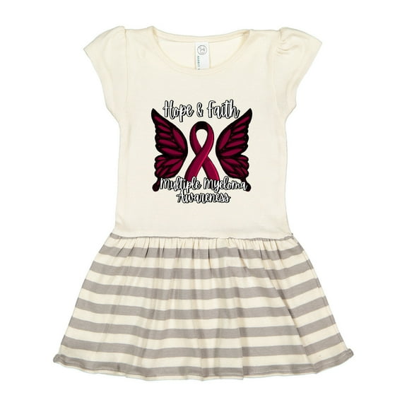 Inktastic Multiple Myeloma Cancer Awareness Hope & Faith with Butterfly Ribbon Gift Toddler Girl Dress