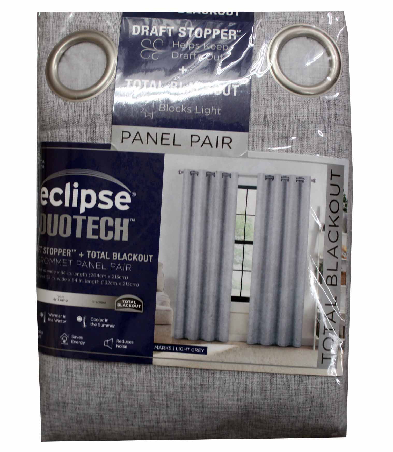 Eclipse DuoTech Total Blackout Draft Stopper Panel Marks/charcoal 104"Wx84 