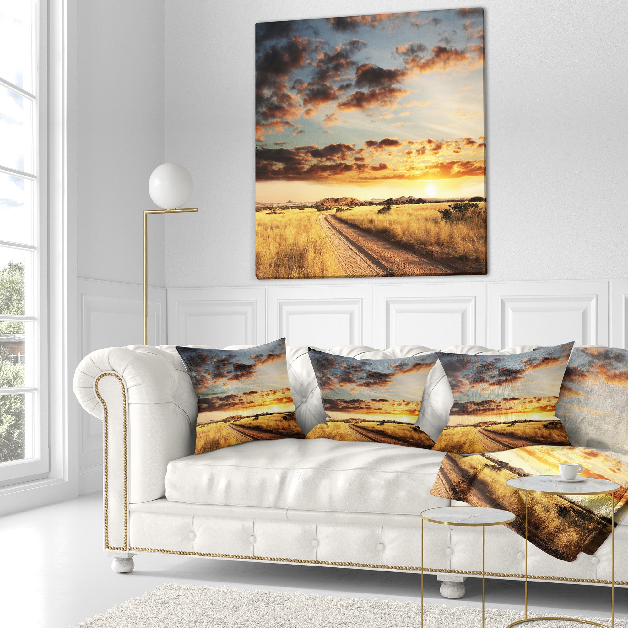Designart 18" x 18" Yellow Polyester Throw Pillow