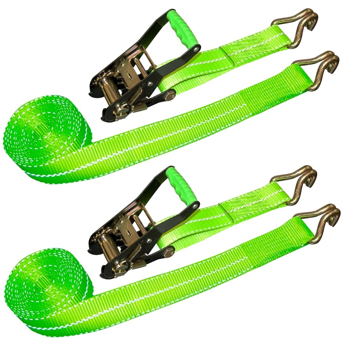 VULCAN Ratchet Strap with Wire Hooks 2 Inch x 15 Foot, 2 Pack High