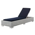thumbnail image 1 of Lounge Chair Chaise, Sunbrella, Rattan, Wicker, Light Grey Gray Blue Navy, Modern Contemporary Urban Design, Outdoor Patio Balcony Cafe Bistro Garden Furniture Hotel Hospitality, 1 of 10