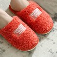 thumbnail image 5 of Weloille Winter Couple Home Shoes Transparent Plastic Label Concise Home Women's Cotton Slippers, Warm Plush Cotton Slippers Soft Bottom Mute Non-slip, 5 of 6