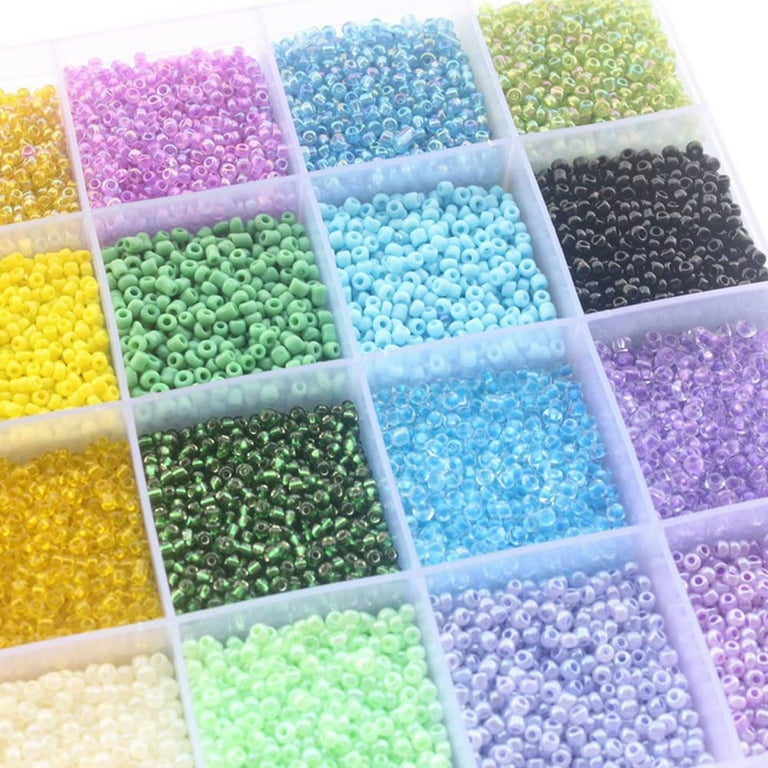 Seed Beads for Bracelets with a Storage Box, 2mm Arts Small Colored Glass  Seed Beads for Bracelets Jewelry Making Crafts 24000 Pcs (24 Color)