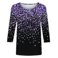 thumbnail image 4 of Plus Size Sale Clothes Under $5.00 Fayshow0 Solid Color Pullover Round Neck Women'S Loose Casual Printed Round Neck 3/4 Sleeves T-Shirt Top, 4 of 5
