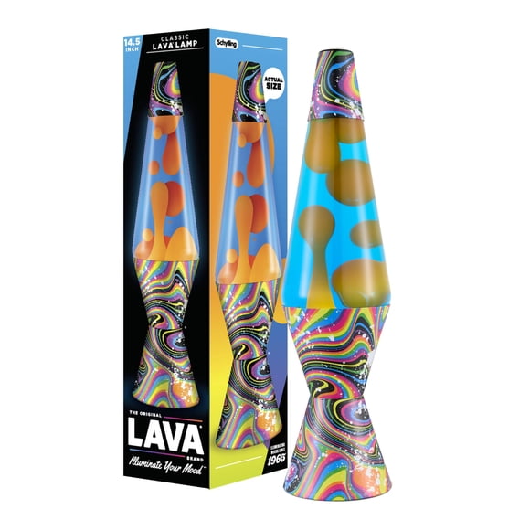 Lámpara de lava clásica de 14,5" con movimiento de líquido, naranja y azul