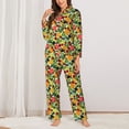 thumbnail image 2 of Lsque Berries And Citrus Pattern Long Sleeve Pajama Set for Women - Soft 2-Piece Sleepwear and Loungewear Set with Pockets, Comfy Nightwear-Medium, 2 of 7