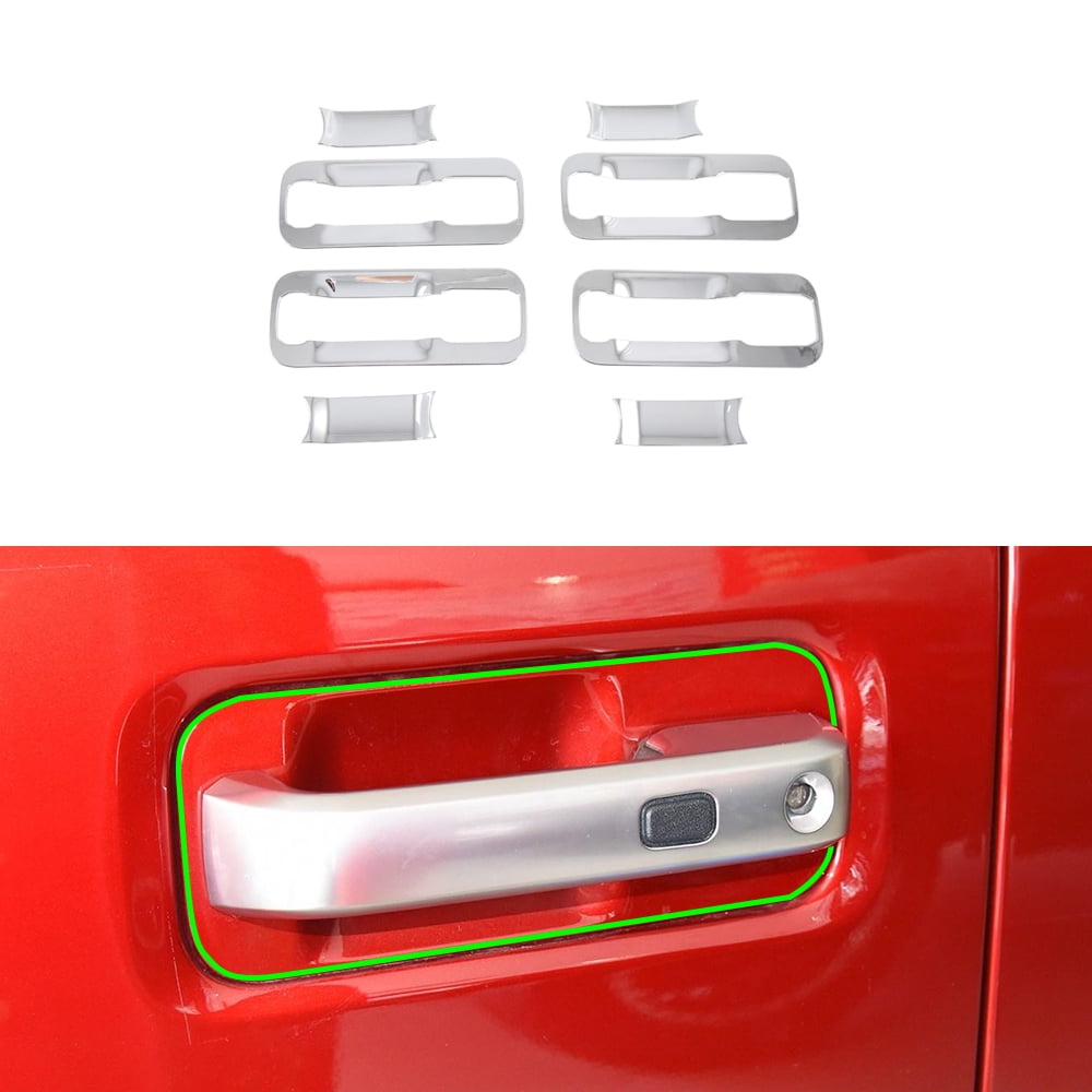 OUBOLUN ABS Plastic Chrome Silver 8 Pcs/Set Door Lock Panel Cover