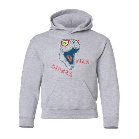 Dinner Time Dinosaur Smiling Hoodie Juniors -Image by Shutterstock Medium