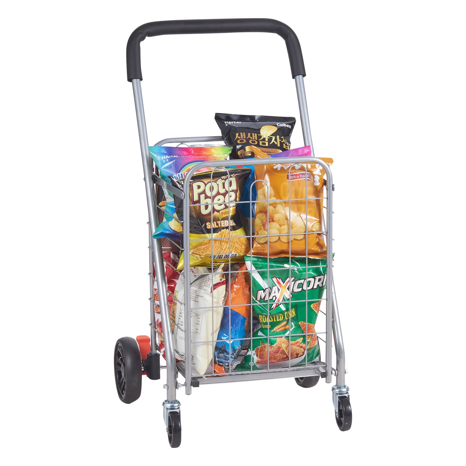 KFFKFF Folding Shopping Cart Utility Grocery Basket Cart Shopping Wheels 66 lbs