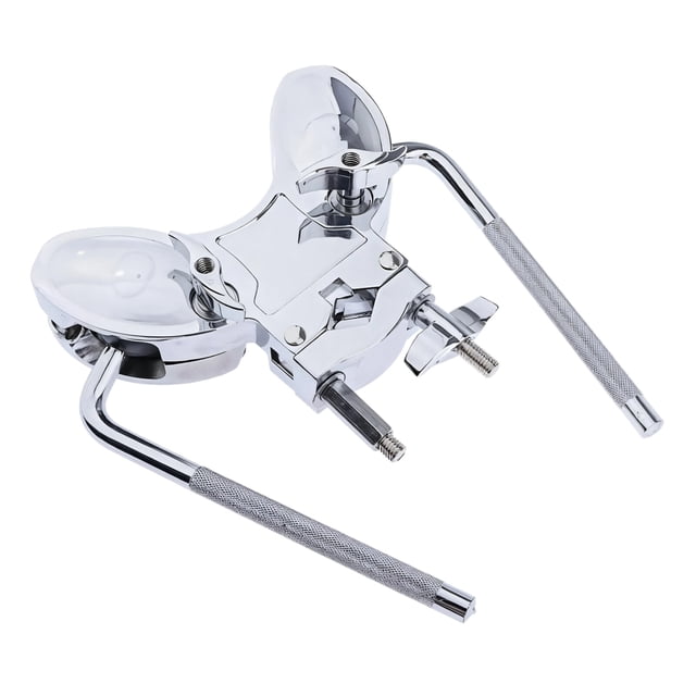 Double Tom Holder Stand, Solid Drum Set Mount Bracket, Aluminum Alloy Drum Rack Clamp, Rust-Resistant, Electroplated Surface, Ideal Replacement Part for Double Tom Drum Set