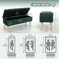 thumbnail image 3 of HOMCOM Upholstered Storage Ottoman Bench with Wood Legs, Dark Green, 3 of 10